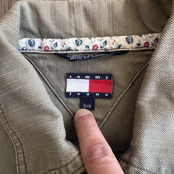 Vintage Y2K Tommy Hilfiger Olive Green Military Jacket Floral Women’s Size S - Picture 4 of 8